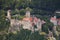 Aerial closeup view of medieval castle Hardegg in Austria.