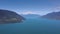 Aerial of Cochamo village, Reloncavi marine strait at Llanquihue National Park, Chile, South America.