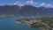 Aerial of Cochamo village, Reloncavi marine strait at Llanquihue National Park, Chile, South America.