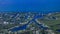Aerial of community in Grand Cayman Islands with lush greenery