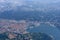 Aerial of Como town on Lario lake , Italy