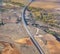 Aerial of countryside,fields and highway around madrid