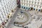 Aerial of crowded Stephansplatz in Vienna with parking garage