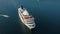 Aerial: cruise ship sailing, large liner sailing in Mediterranean sea