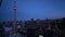 Aerial dawn view of the Toronto downtown cityscape with CN Tower
