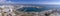 Aerial daytime view of Olhao fishing dock and seascape. Algarve. Portugal.