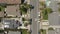 Aerial, descending footage of a residential area in Los Angeles