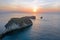 Aerial from Diamond beach on Nusa Penida at sunrise on Bali Indonesia