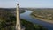 Aerial dolly shot of Thanksgiving Candle monument near Soroca, Republic of Moldova.