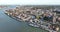 Aerial of Dordrecht city, in Zuid Holland, The Netherlands. Oude Maas river, old city center and Kalkhaven, church.