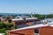 Aerial of Downtown Frederick and Carrol Creek Promenade in Frederick, Maryland