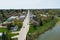 Aerial of Drayton, Ontario, Canada on spring morning