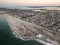 Aerial of dredging in Seaside New Jersey