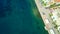 Aerial drone bird`s eye view photo of yacht harbor with calm waters, Greece