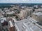 Aerial Drone Bird`s Eye View of the Skyline of Raleigh, NC