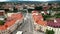 Aerial drone city panorama european town, Uzhhorod, Transcarpathia Ukraine