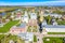 Aerial drone cityscape view of churches and other Orthodox architecture in the old city center of Kolomna, Moscow region, Russia.