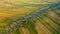 Aerial drone countryside view of Suloszowa village along road in Poland