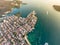 Aerial drone evening view of the Sydney suburb of Manly, a beach-side suburb of northern Sydney.