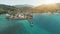 Aerial Drone Flight Above Ocean Harbor