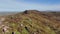 Aerial drone flight over The Roaches ridgeline in the Peak District National Park