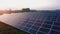 Aerial drone Flight At Sunset Over Solar Panels Farm Green Energy Ver 9