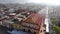 Aerial Drone flyby shot of Central Square in San Cristobal de Las Casas in the morning of sunny day