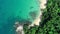 Aerial Drone flying flight over ocean tropical Sea in summer season drone aerial view Beautiful sea surface after camera tilt up.