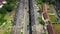 Aerial drone footage of the beautiful village of Almondbury in Huddersfield in the UK, showing a birds eyes view of the British