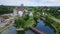 Aerial drone footage river walk jamestown new york