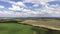 Aerial drone forward motion wide view on rural countryside landscape