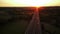 Aerial drone highway view. sunset