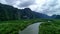 Aerial Drone Hyperlapse of scenery beautiful mountain Rainforest and river in the nature