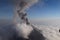 Aerial drone image of Smoke Column comming out of Acatenango volcano in Guatemal