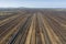 Aerial drone image of a traditional peat bog in Ireland