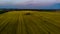 Aerial drone look to green and yellow fields