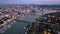 Aerial Drone Night Shot of Belgrade city, Serbia. Capital in Blue Hour and Night time, View from above.