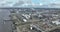 Aerial drone overview of the petrochemical oil industry refinery, production, and processing of petroleum products in