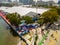 Aerial drone panorama Miami International Boat Show 2023