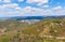 Aerial drone panorama view of medieval castle Boskovice. Ruin of ancient stronghold placed at hill in South Moravia region, Czech