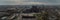 Aerial drone panorama of Vitkovice mining region or industrial corner in Ostrava on a dull gray winter day