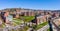 Aerial drone panorama of the Woodburn Hall at the university in Morgantown, West Virginia