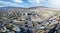 Aerial drone panoramic view of multilevel junction ring road as seen in Attiki Odos in Athens