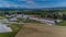 Aerial drone panorma of Mauthausen memorial site close to Linz, Austria on a warm sunny day. Sad remainder of holocaust,