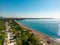 Aerial drone photo of Antalya Konyaalti beach and cliffs