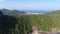 Aerial drone photo back view of Loh Lana Bay, part of iconic tropical Phi Phi island