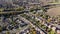 Aerial drone photo of the British town of Wakefield in West Yorkshire, England showing typical British UK housing estates and