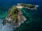 Aerial Drone Photo - Deserted island in the Pacific Ocean off the coast of Costa Rica