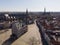 Aerial drone Photo of the Dutch City Gouda where gouda cheese is made. City center with lots of historical buildings and