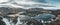 Aerial drone photo of a empty lake a huge volcanic mountain Snaefellsjokull in the distance, Reykjavik, Iceland.